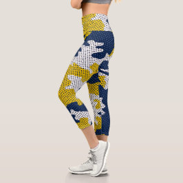 Leggings Capri Michigan Navy & Maize Camo Printed