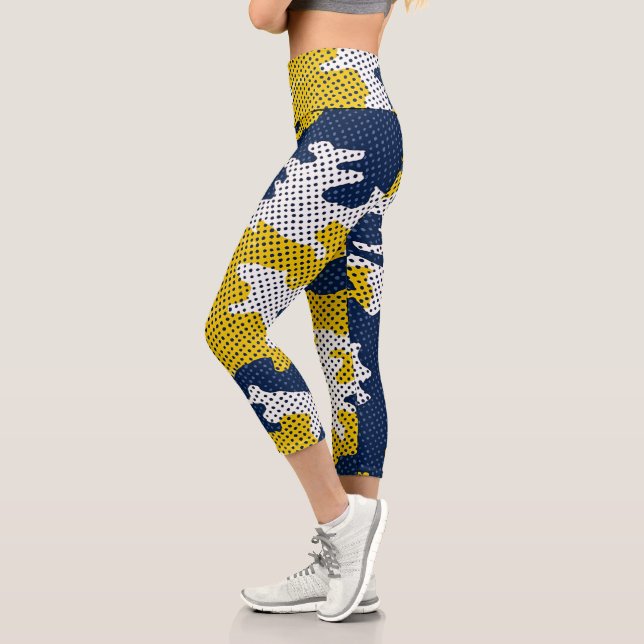 Leggings Capri Michigan Navy & Maize Camo Printed  (Izquierda)