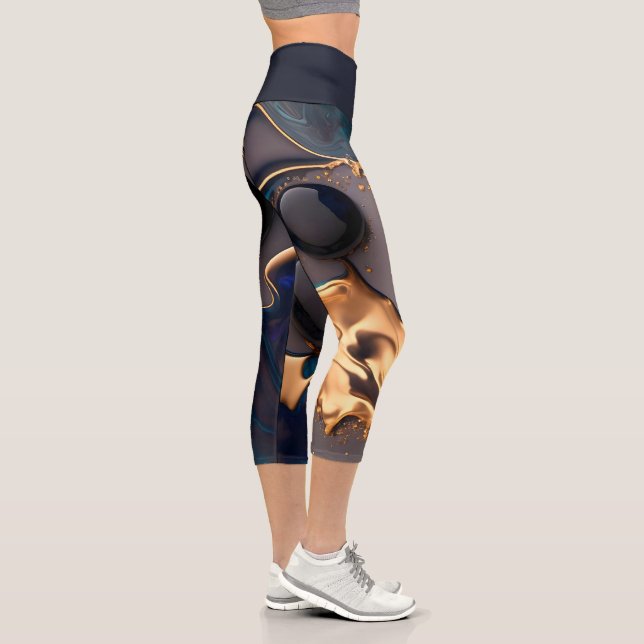 Leggings Capri Midnight Gold Liquid Marble (Derecha)