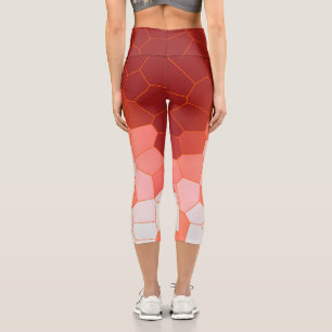 Leggings Capri Minimalismo abstracto Art Coral Células blancas ro