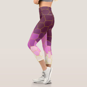 Leggings Capri Minimalismo abstracto Art Púrpura Células blancas 