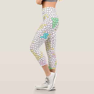 Leggings Capri Minimalismo Resumen Células de pasto pálido de art