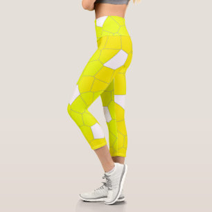 Leggings Capri Minimalismo Resumen de las celdas blancas amarilla