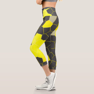 Leggings Capri Minimalismo Resumen de las celdas blancas amarilla