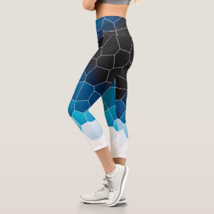Leggings Capri Minimalismo Resumen de las celdas blancas azules d