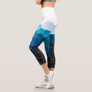 Leggings Capri Minimalismo Resumen de las celdas blancas azules d