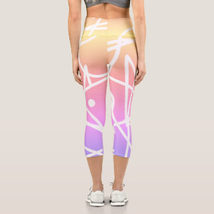 Leggings Capri Minimalismo Resumen Patrón de arte amarillo rosado