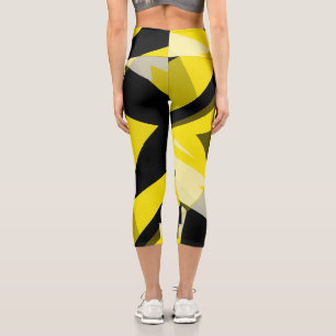 Leggings Capri Minimalismo Resumen Patrón de arte Blanco amarillo