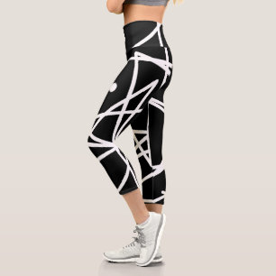 Leggings Capri Minimalismo Resumen Patrón de arte Blanco negro