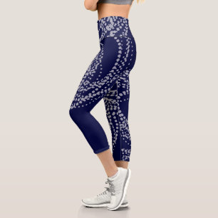 Leggings Capri Minimalismo Resumen Patrón de arte Gris azul