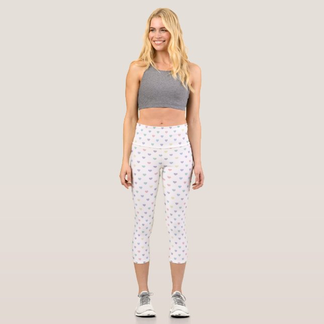 Leggings Capri Minimalist Soft Pastel Heart Pattern (Anverso)