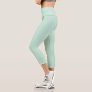 Leggings Capri Minimalista menta de marisco verde sólido liso mod