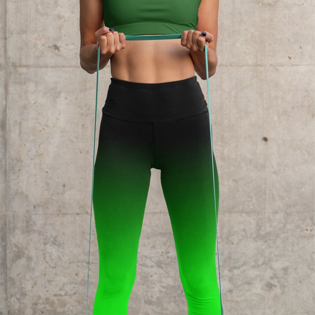Leggings Capri Minimalista moderno gradiente de lima negro (Black Lime Green Gradient Capri Leggings)