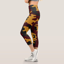 Leggings Capri Missouri Black & Gold Tiger Camo Printed