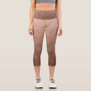 Leggings Capri Mocha Mocha Mocha Marrón de malla geométrica patró