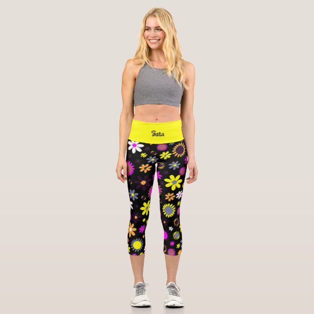 Leggings Capri Mod Black Floral (Anverso)