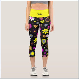 Leggings Capri Mod Black Floral