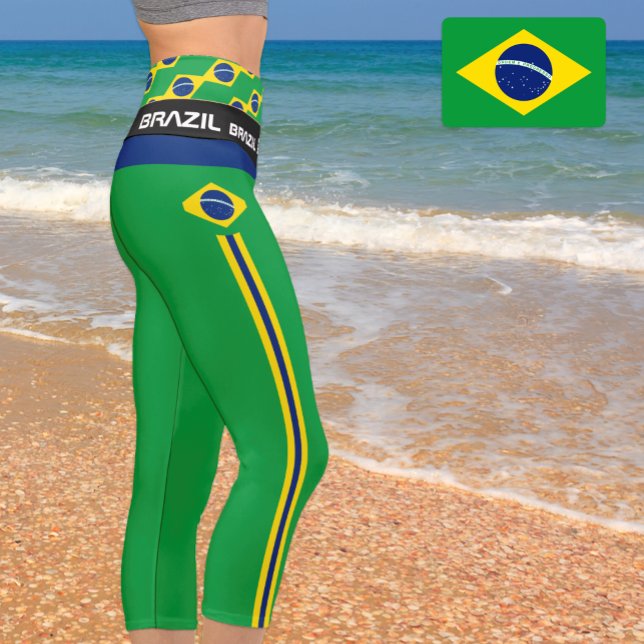 Leggings Capri Moda de bandera brasileña, fitness, deportes C (Subido por el creador)