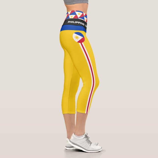 Leggings Capri Moda de bandera filipina y sol de fitness (Derecha)