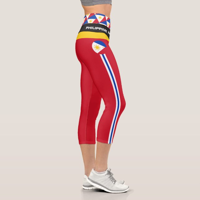 Leggings Capri Moda de bandera filipina y sol de fitness (Derecha)