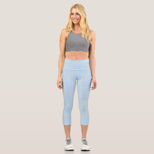 Leggings Capri Moda de patrón de marchas de margarita azul claro