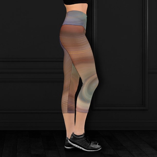 Leggings Capri Moda Earthy Strata | Agante natural de piedra de c (Subido por el creador)