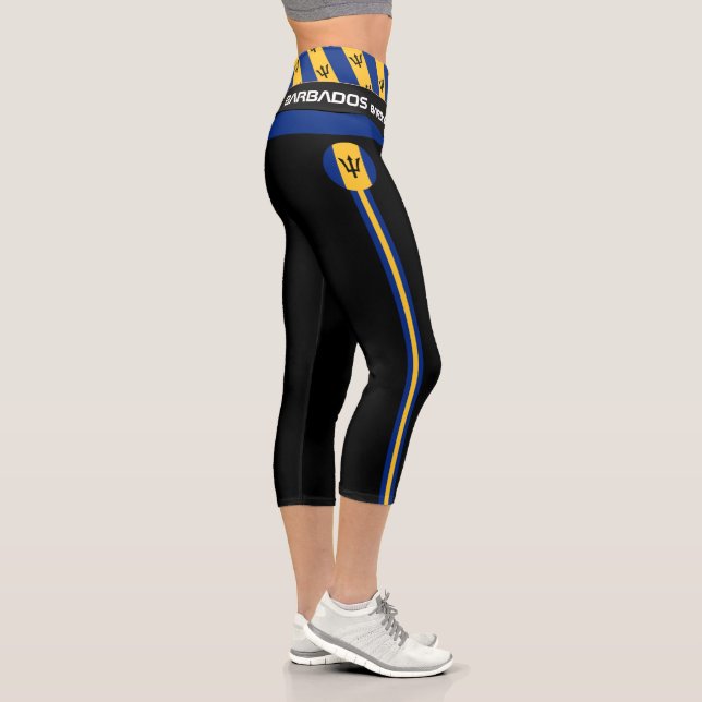 Leggings Capri Moda, fitness, deporte, bandera de Barbados (Derecha)