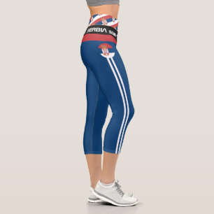 Leggings Capri Moda, fitness, deportes con bandera serbia