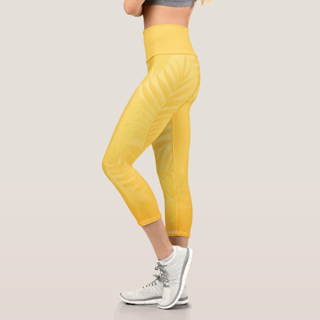 Leggings Capri Moda Hojas de Oro Amarillo Botánico (Izquierda)