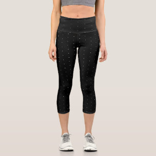 Leggings Capri Moda mini polka blanco y negro patrón lindo
