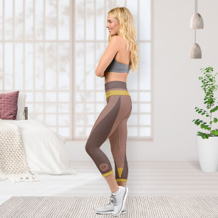 Leggings Capri Moda moderna del Boho Monograma Nombre Mocha Mouss