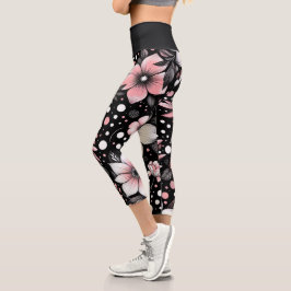 Leggings Capri Moda Noir Blooms