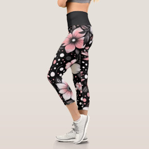 Leggings Capri Moda Noir Blooms