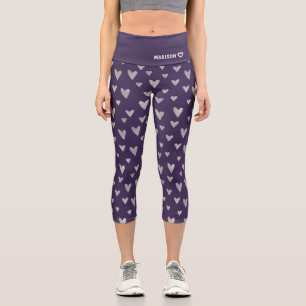 Leggings Capri Moda Nombre personalizado del patrón cardíaco de c