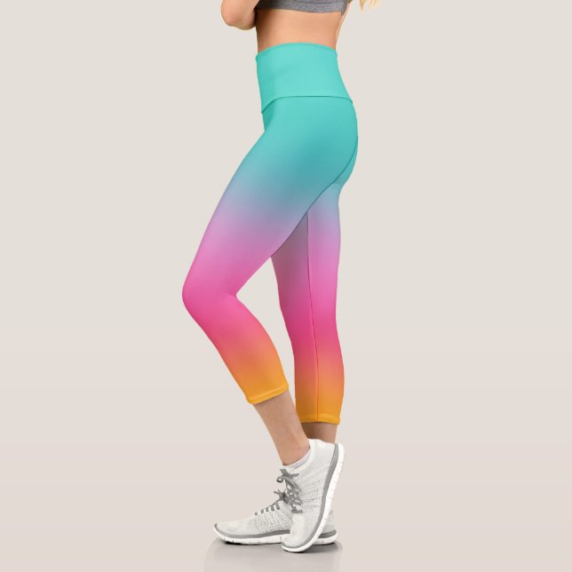 Leggings Capri Moda Ombre Aqua Rosa Y Amarillo (Izquierda)