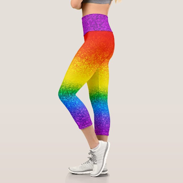 Leggings Capri Moda Purpurina arcoiris Estribos esparcen (Izquierda)