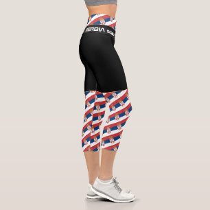 Leggings Capri Moda Serbia y Bandera Serbia, fitness
