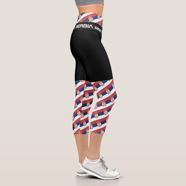 Leggings Capri Moda Serbia y Bandera Serbia, fitness (Derecha)