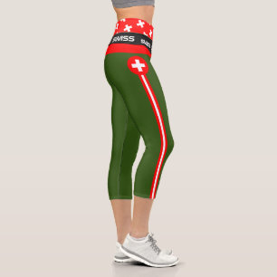 Leggings Capri Moda Suiza y Bandera Suiza, Fitness, Deportes