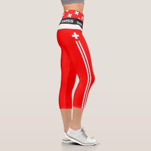 Leggings Capri Moda Suiza y Bandera Suiza, Fitness, Deportes 
