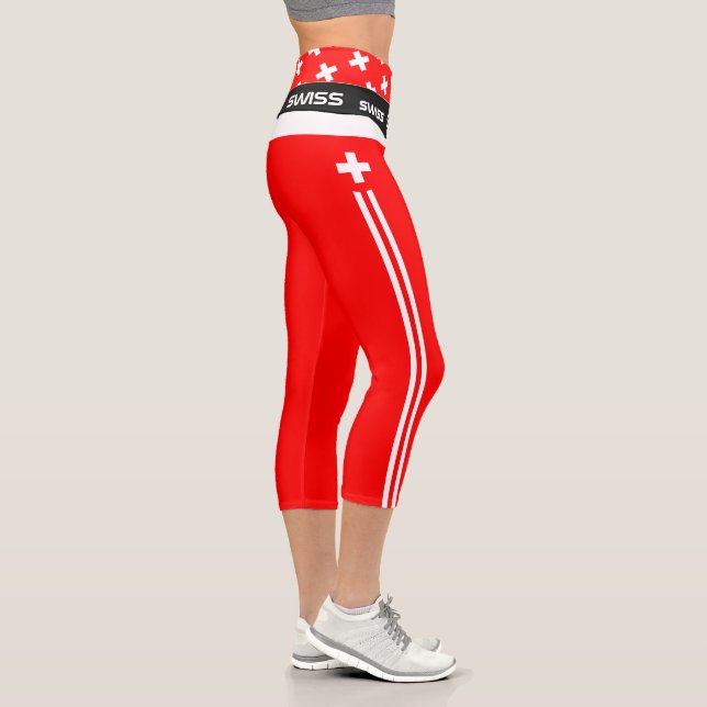 Leggings Capri Moda Suiza y Bandera Suiza, Fitness, Deportes  (Derecha)