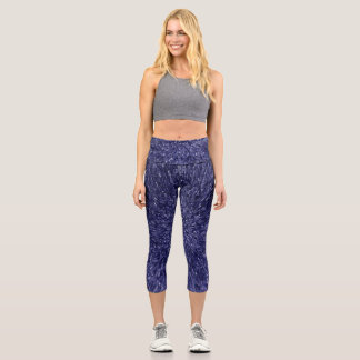 Leggings Capri Modern, chic design in dark blue, glitter effect