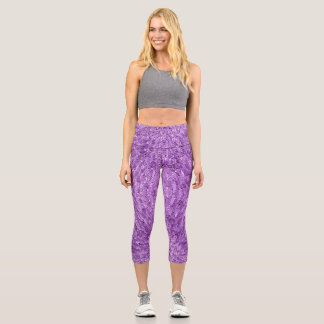 Leggings Capri Modern, chic design in purple with glitter effect