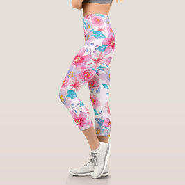 Leggings Capri modern lilac-pink and light blue pastel