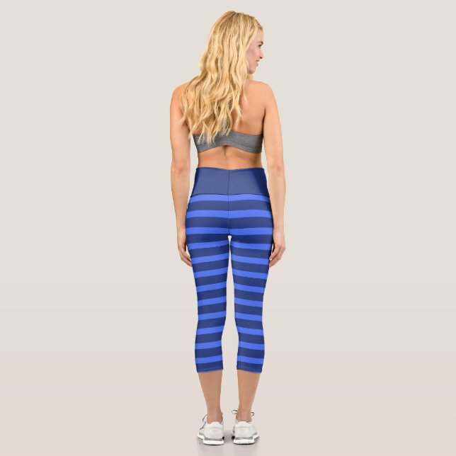 Leggings Capri Moderna Marina simple azul nombre de dos franjas d (Reverso)