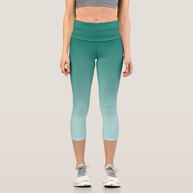 Leggings Capri Moderna y elegante plantilla Mujeres Verde azulada (Anverso)