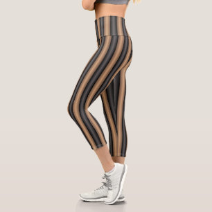Leggings Capri Modernas y elegantes rayas marrones tostadas con p