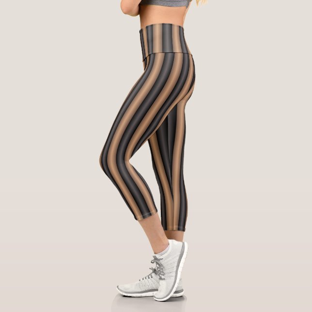 Leggings Capri Modernas y elegantes rayas marrones tostadas con p (Izquierda)