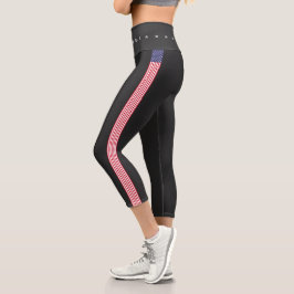 Leggings Capri Moderno 4 de julio nombre de bandera estadounidens