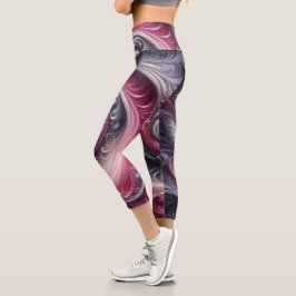 Leggings Capri Moderno Abstracto Simple Remolino Rosa y Púrpura